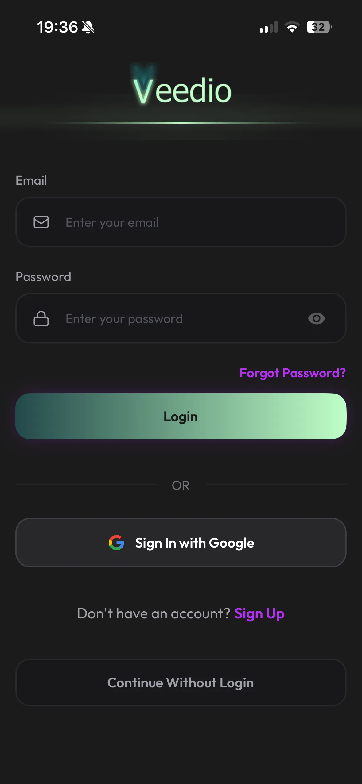 Sign in with email, Google, Apple, or as guest